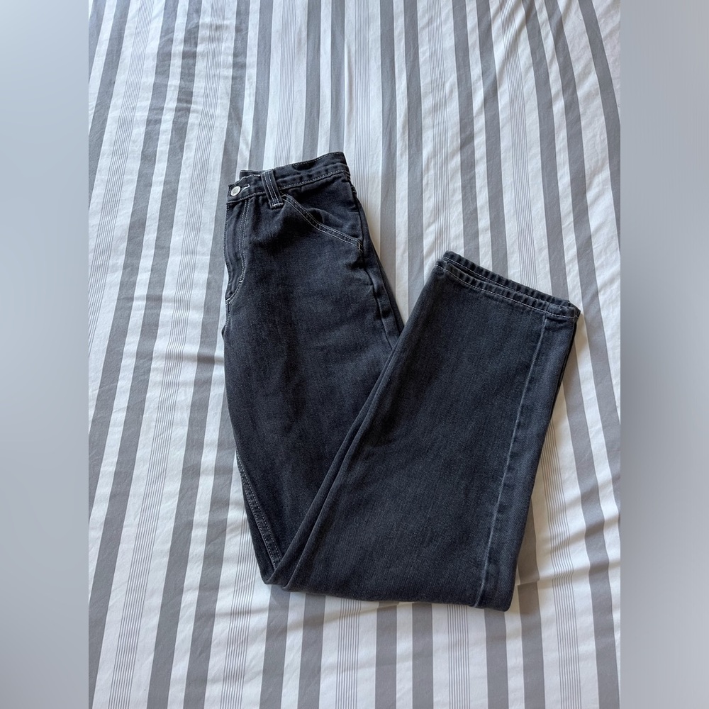 black straight leg jeans